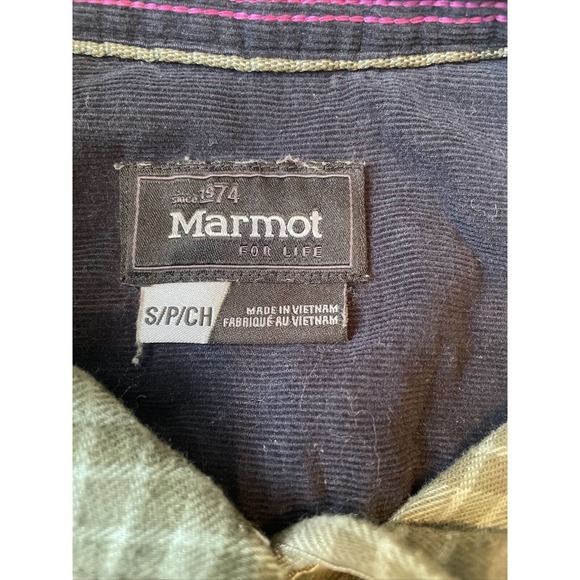 Marmot Flannel Shirt Womens Small Green Plaid Button Up Soft Casual - Picture 3 of 6